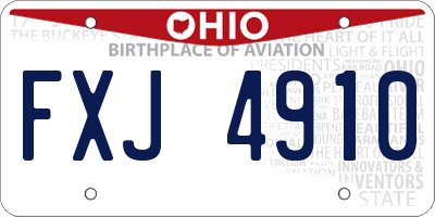 OH license plate FXJ4910