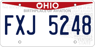 OH license plate FXJ5248
