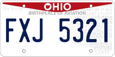OH license plate FXJ5321