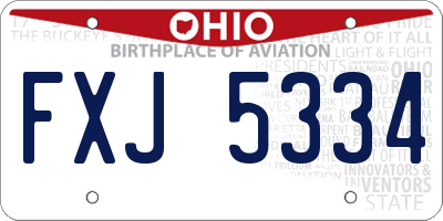 OH license plate FXJ5334