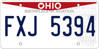 OH license plate FXJ5394