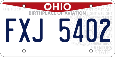 OH license plate FXJ5402