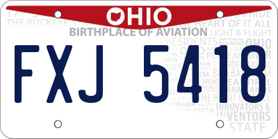OH license plate FXJ5418