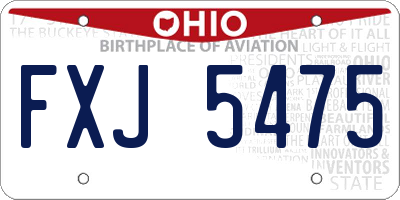 OH license plate FXJ5475