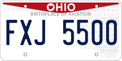 OH license plate FXJ5500