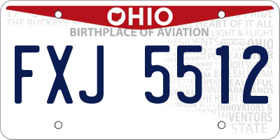 OH license plate FXJ5512