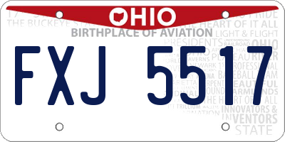 OH license plate FXJ5517