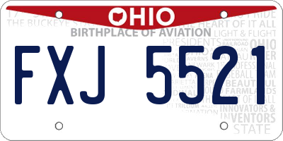 OH license plate FXJ5521