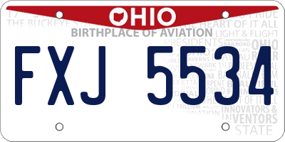 OH license plate FXJ5534