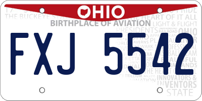 OH license plate FXJ5542