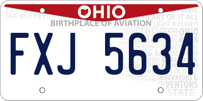 OH license plate FXJ5634