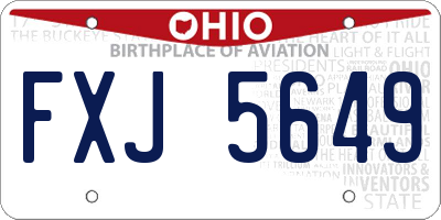 OH license plate FXJ5649