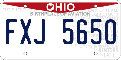 OH license plate FXJ5650