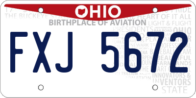 OH license plate FXJ5672