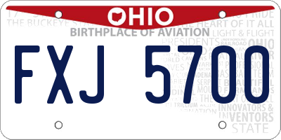 OH license plate FXJ5700