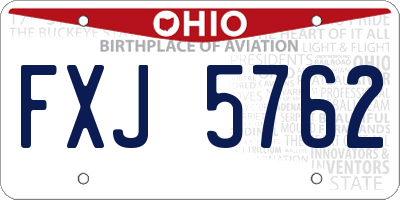 OH license plate FXJ5762