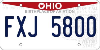 OH license plate FXJ5800