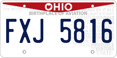 OH license plate FXJ5816