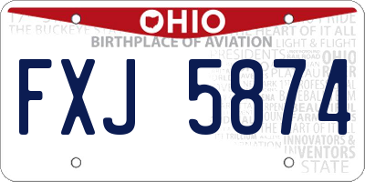 OH license plate FXJ5874