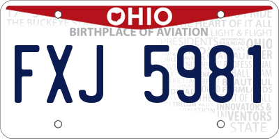 OH license plate FXJ5981