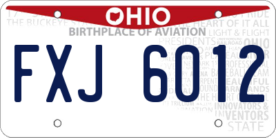 OH license plate FXJ6012