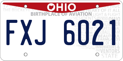 OH license plate FXJ6021