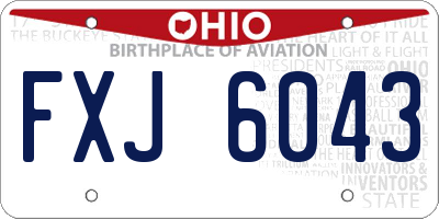 OH license plate FXJ6043
