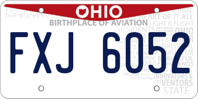 OH license plate FXJ6052