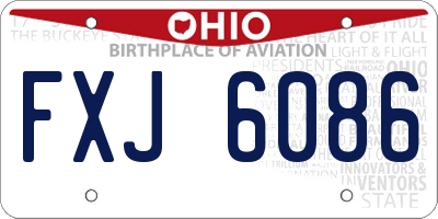 OH license plate FXJ6086