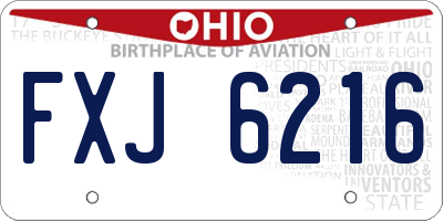 OH license plate FXJ6216