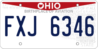 OH license plate FXJ6346