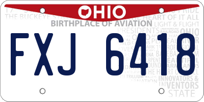 OH license plate FXJ6418