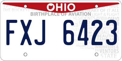 OH license plate FXJ6423