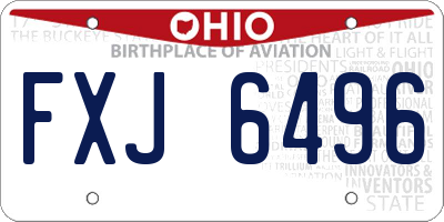 OH license plate FXJ6496