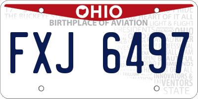OH license plate FXJ6497