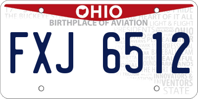OH license plate FXJ6512