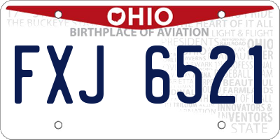 OH license plate FXJ6521