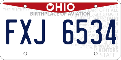 OH license plate FXJ6534