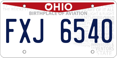 OH license plate FXJ6540