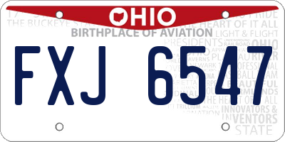 OH license plate FXJ6547