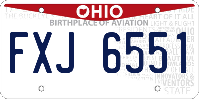OH license plate FXJ6551