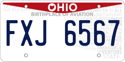 OH license plate FXJ6567