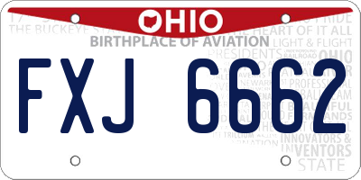 OH license plate FXJ6662