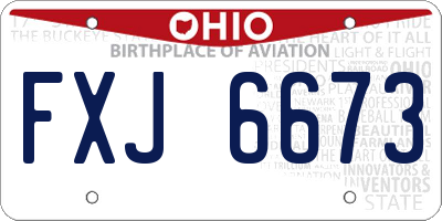 OH license plate FXJ6673