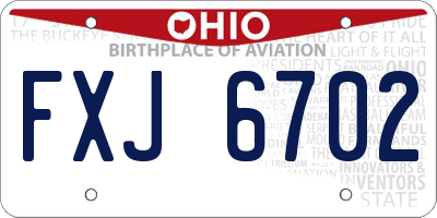 OH license plate FXJ6702