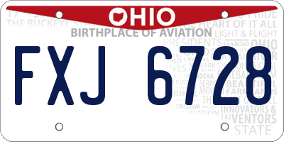OH license plate FXJ6728