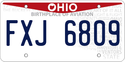 OH license plate FXJ6809