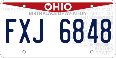 OH license plate FXJ6848