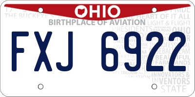 OH license plate FXJ6922