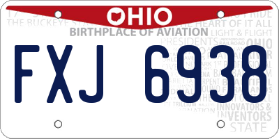 OH license plate FXJ6938